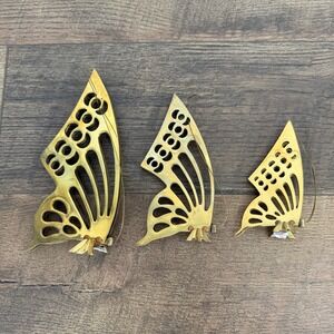 Vintage Brass Butterfly Set of 3 Figurines Interpur